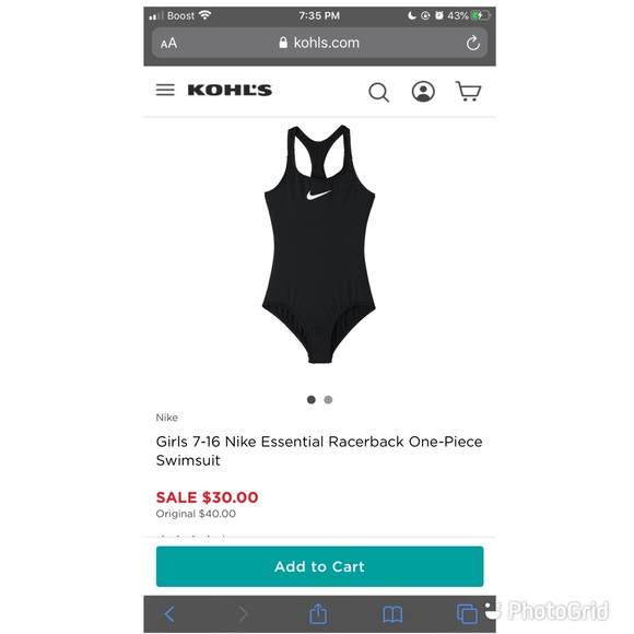 Black Nike Essential Racerback One-Piece Swimsuit - Picture 1 of 3